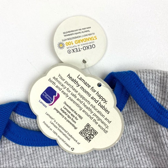 Lamaze Bright Shades Organic Onesie Gray Blue NB - Picture 5 of 9